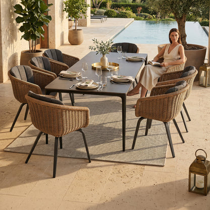 OUTDOOR DINING SET 9PCS VICTUS HM10864.01 GREY ALUMINUM-SINTERED STONE-OLEFIN--WICKER