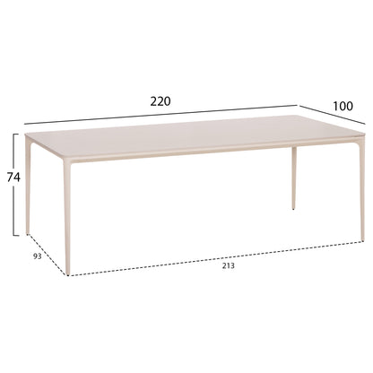OUTDOOR DINING SET 9PCS STAD HM10865.02 BEIGE ALUMINUM & OLEFIN-WHITE SINTERED STONE TOP