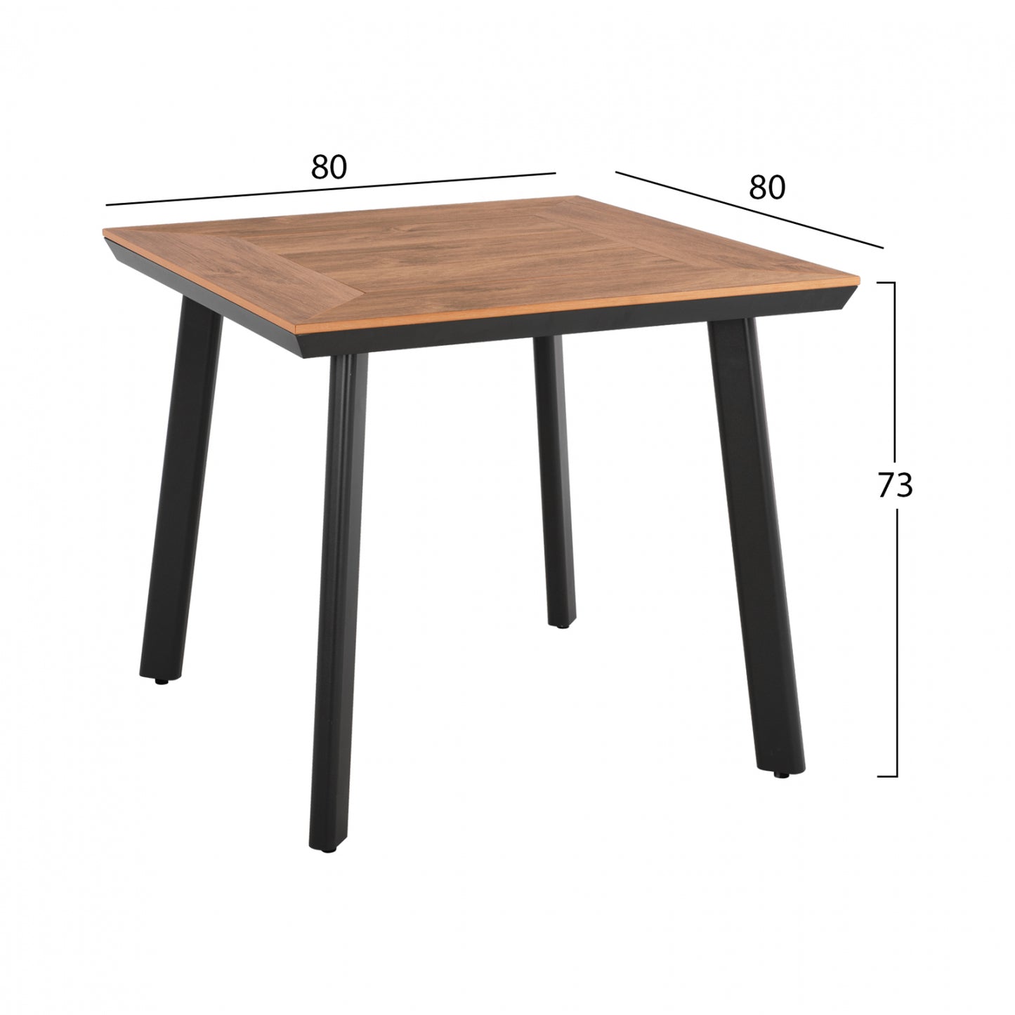 DINING SET 3PCS CHARCOAL TABLE 80x80 AND ARMCHAIR WITH ROPE HM11537.02