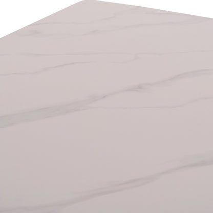 DINING SET 5PCS CORNEL HM10954.02 WHITE MARBLE TOP--BEIGE FABRIC