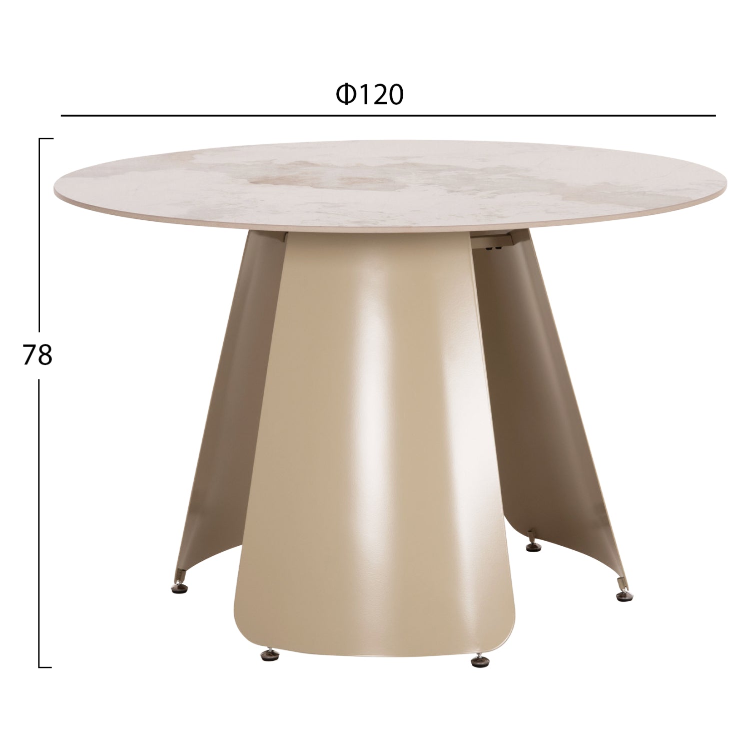 DINING SET 5PCS SEDAR HM10868 ROUND DINING TABLE & 4 DINING CHAIRS- ECRU