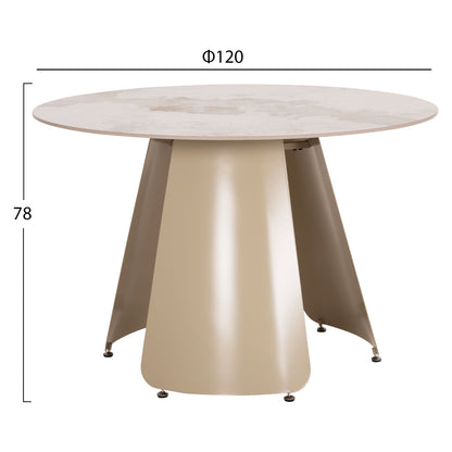 DINING SET 5PCS SEDAR HM10868 ROUND DINING TABLE & 4 DINING CHAIRS- ECRU