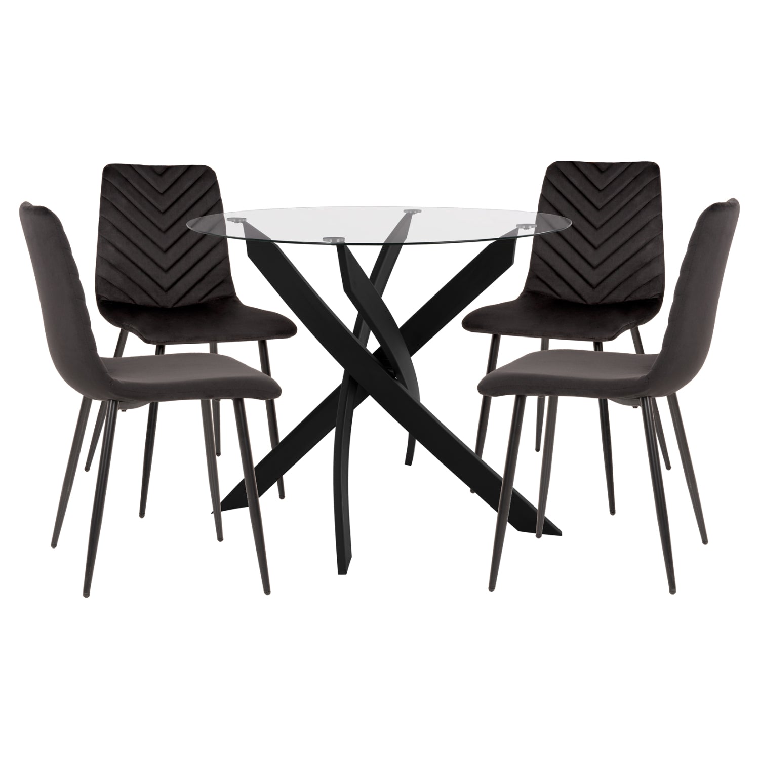INDOOR DINING SET 5PCS JAFARU HM11073 METAL--VELVET IN BLACK