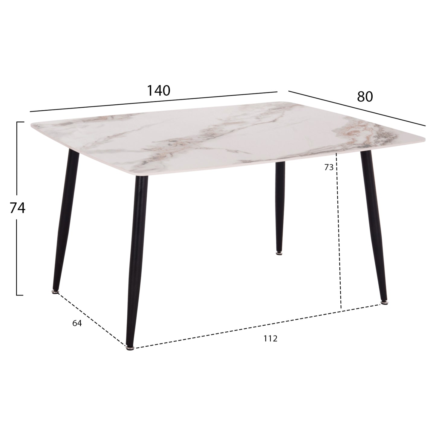 DINING SET 5PCS DIAZ HM10867.04 TABLE & DINING CHAIRS WITH BEIGE FABRIC