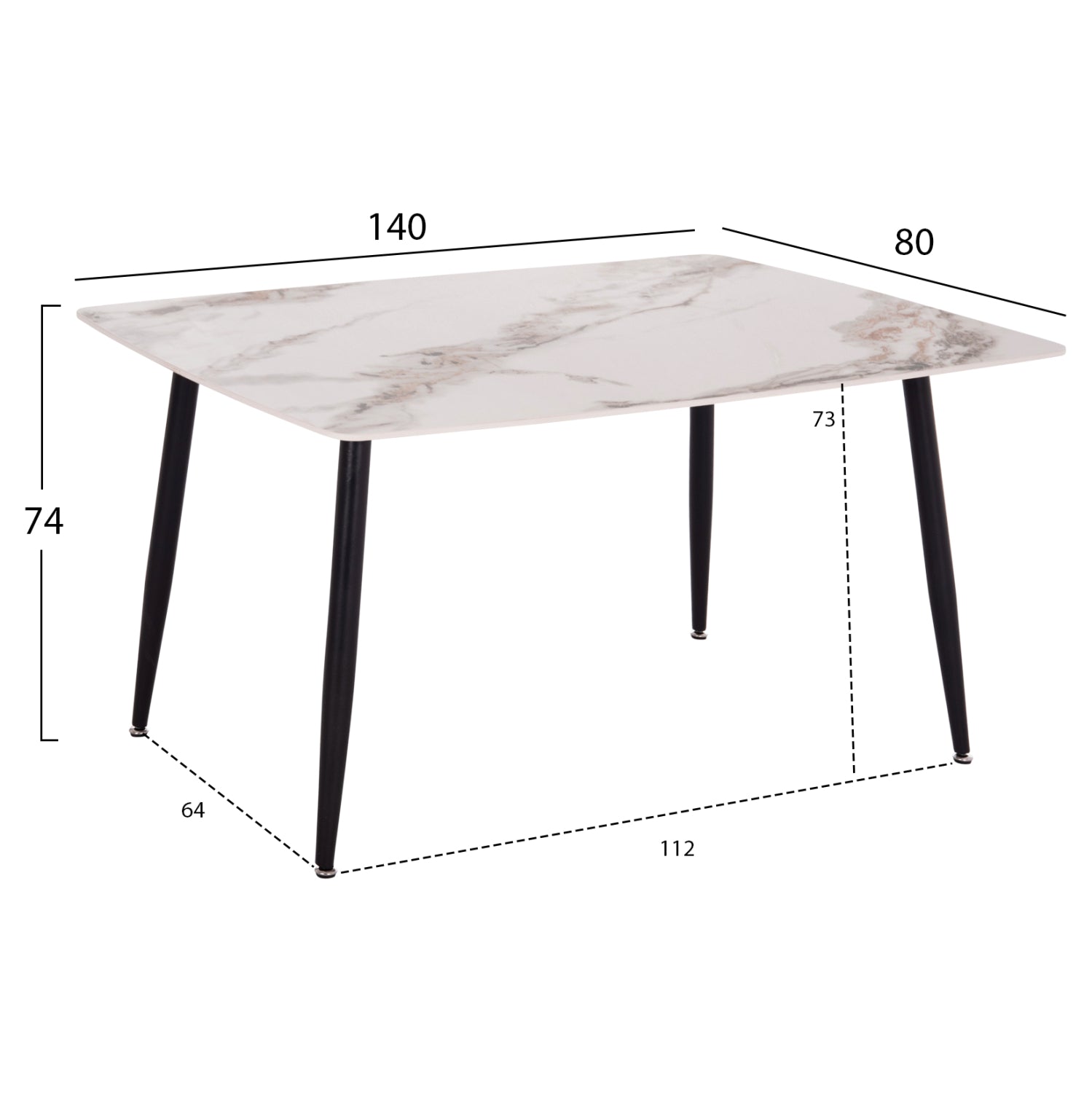 DINING SET 5PCS DIAZ HM10867.04 TABLE & DINING CHAIRS WITH BEIGE FABRIC