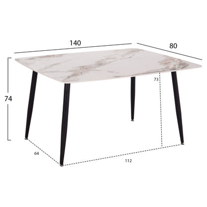 DINING SET 5PCS DIAZ HM10867.04 TABLE & DINING CHAIRS WITH BEIGE FABRIC