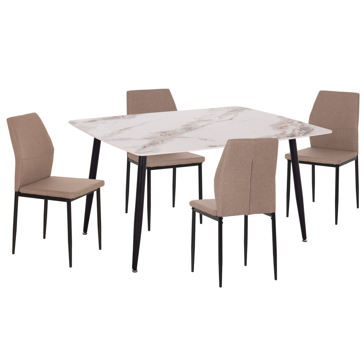 DINING SET 5PCS DIAZ HM10867.04 TABLE & DINING CHAIRS WITH BEIGE FABRIC