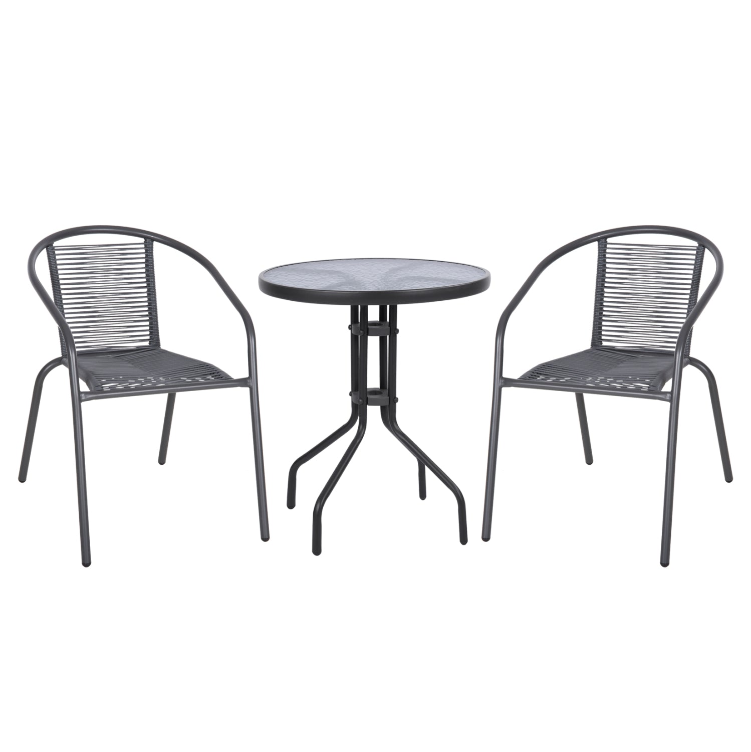 OUTDOOR 3PCS DINING SET LIMA HM10879.01 METAL & P.E.RATTAN IN GREY (ROUND)