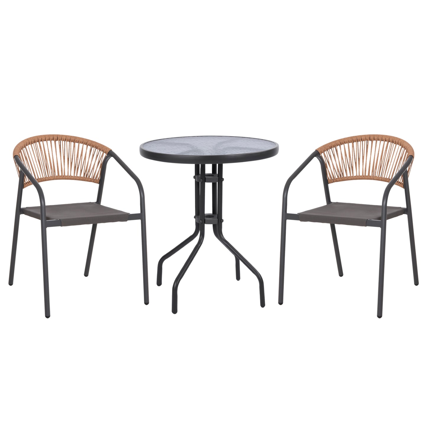 OUTDOOR 3PCS DINING SET LIMA HM10881.01 METAL & TEXTILENE IN GREY (ROUND)