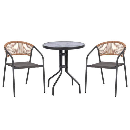 OUTDOOR 3PCS DINING SET LIMA HM10881.01 METAL & TEXTILENE IN GREY (ROUND)