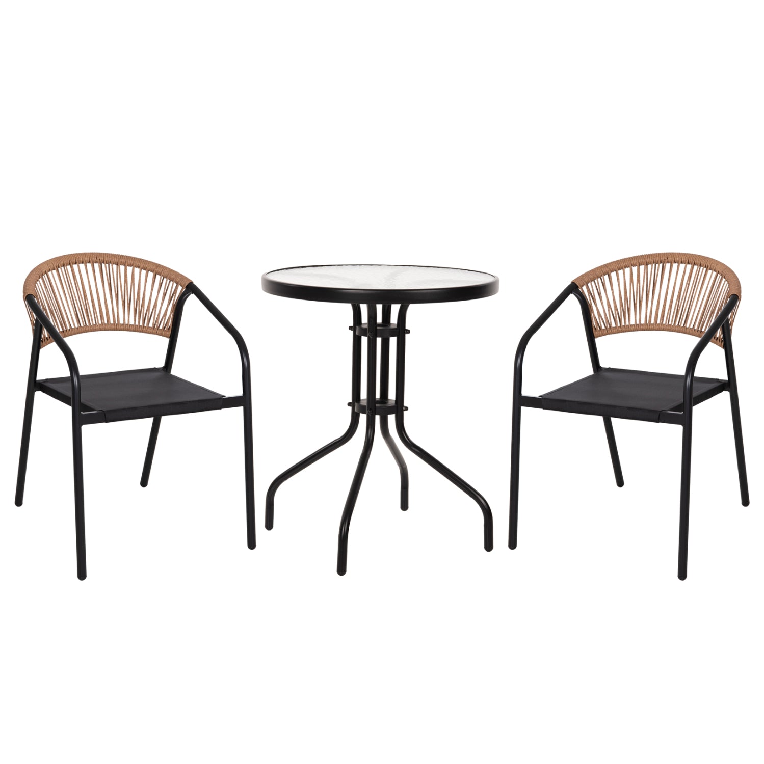 OUTDOOR 3PCS DINING SET LIMA HM10881.03 METAL & TEXTILENE IN BLACK (ROUND)