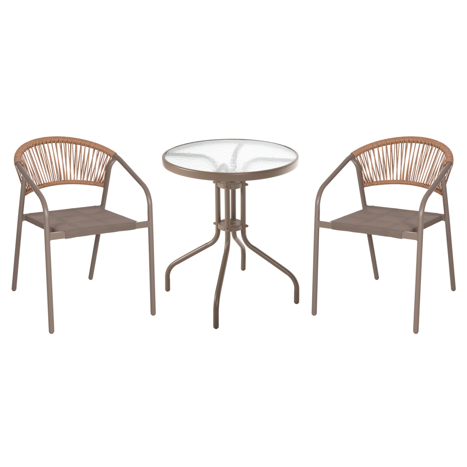 OUTDOOR 3PCS DINING SET LIMA HM10881.04 METAL & TEXTILENE IN CHAMPAGNE COLOR (ROUND)
