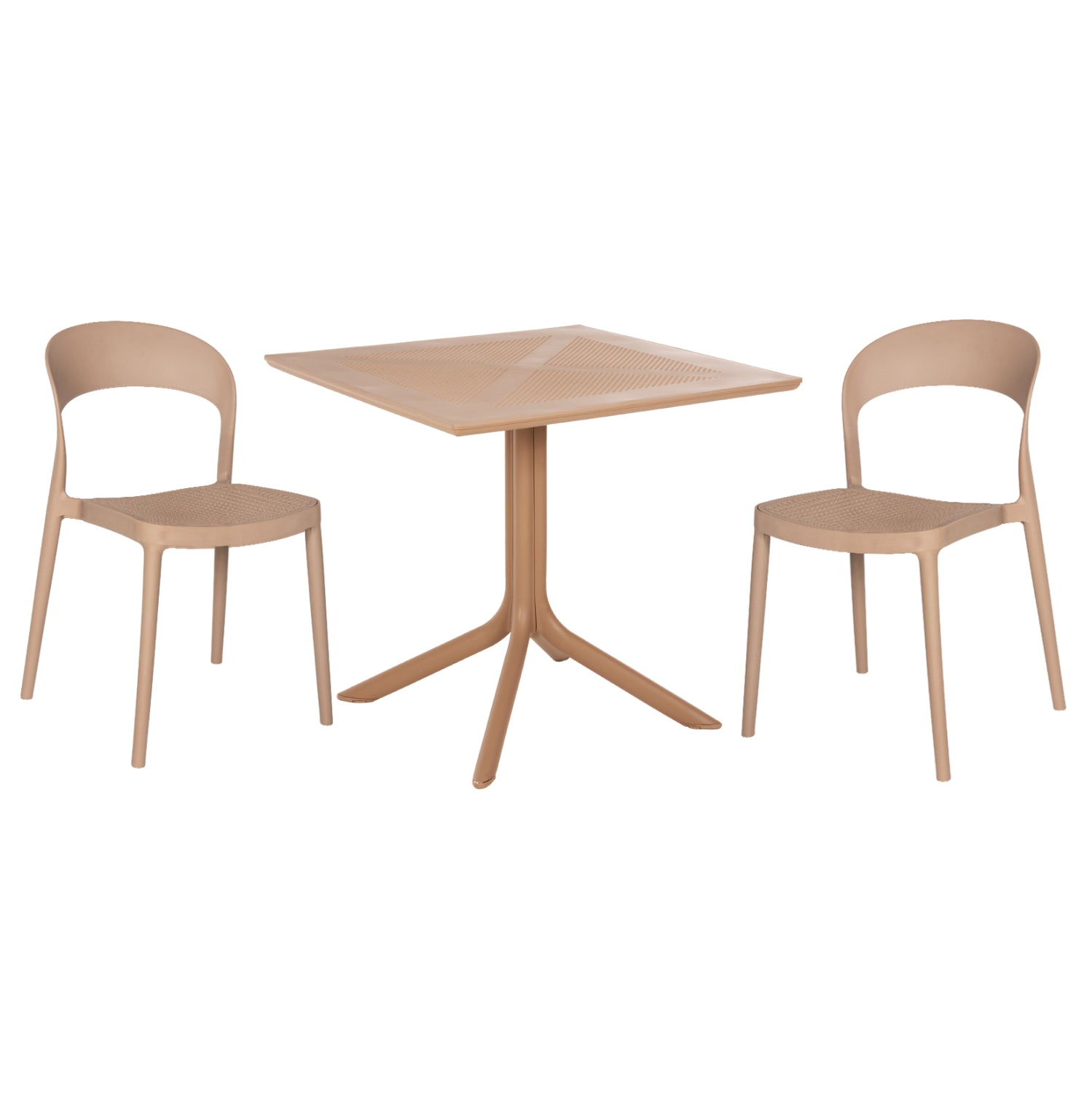 OUTDOOR DINING SET 3PCS CLEO HM21136 POLYPROPYLENE IN CAPPUCCINO COLOR