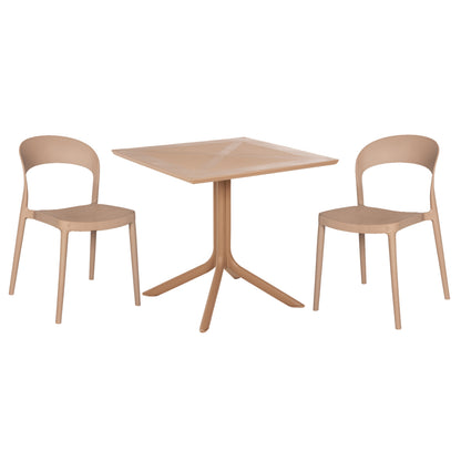 OUTDOOR DINING SET 3PCS CLEO HM21136 POLYPROPYLENE IN CAPPUCCINO COLOR