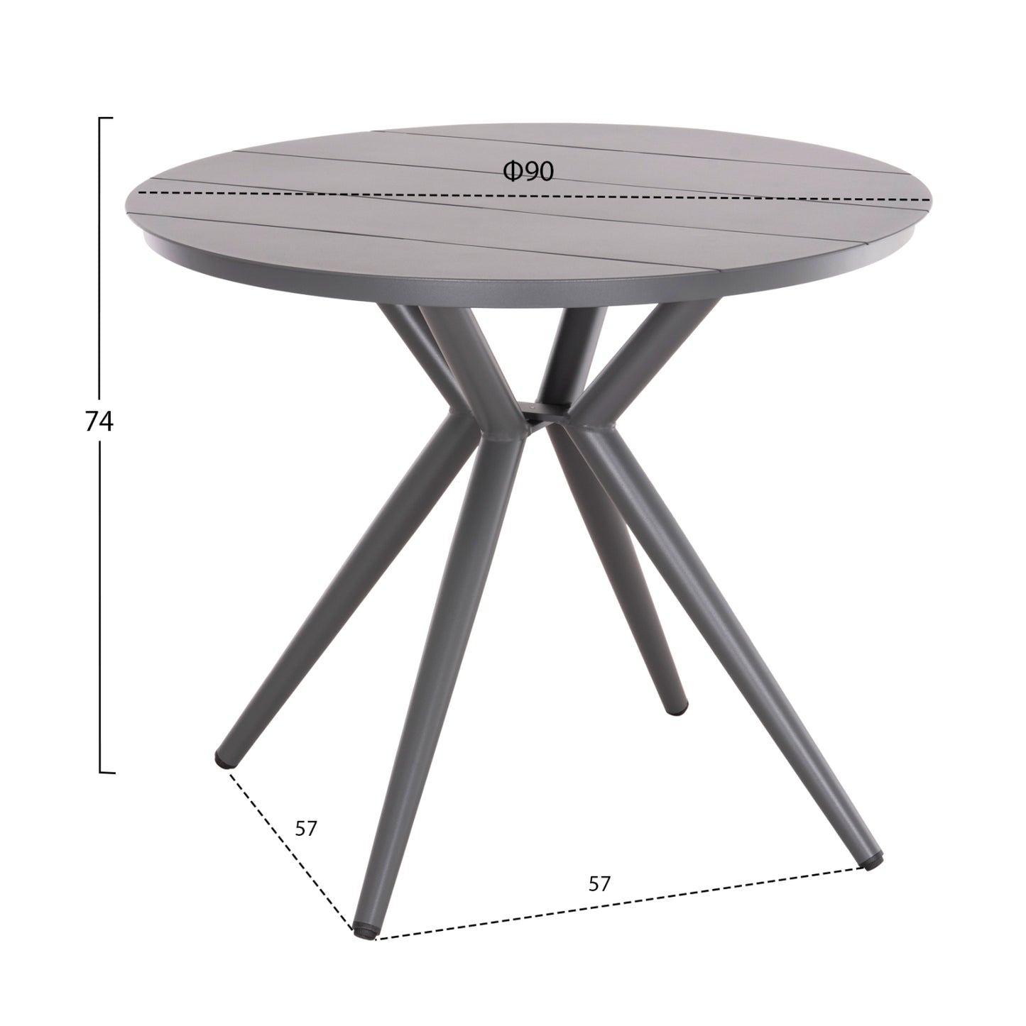 OUTDOOR DINING SET 5PCS HIGER HM10836.01 ALUMINUM & TEXTILENE--GREY