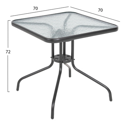 OUTDOOR DINING SET 5PCS FIGO HM10880.01 METALLIC TABLE & ARMCHAIRS IN GREY