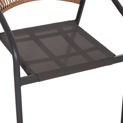 OUTDOOR DINING SET 5PCS FIGO HM10880.01 METALLIC TABLE & ARMCHAIRS IN GREY