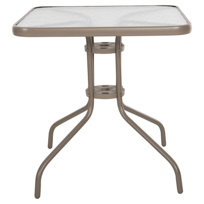 OUTDOOR DINING SET 5PCS FIGO HM10880.04 METALLIC TABLE & ARMCHAIRS IN CHAMPAGNE COLOR