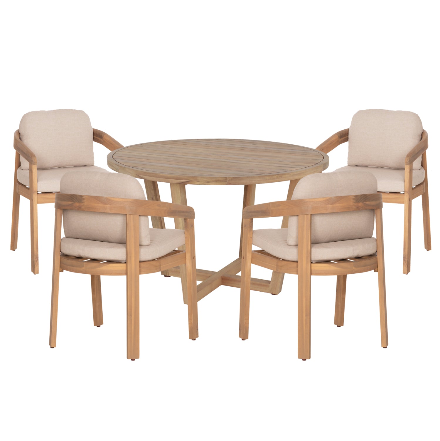 OUTDOOR DINING SET 5PCS PARAISO HM10902 ACACIA WOOD IN NATURAL--CUSHIONS IN BEIGE