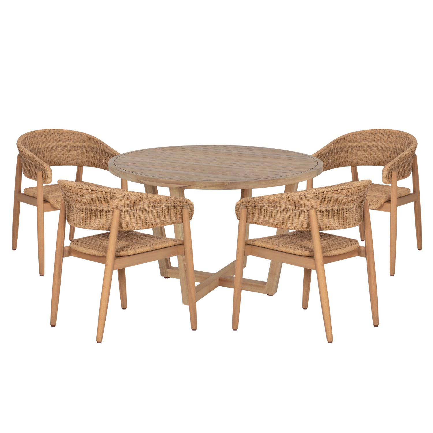 OUTDOOR DINING SET 5PCS PARAISO HM10907 ACACIA WOOD & ROPE IN NATURAL COLORS