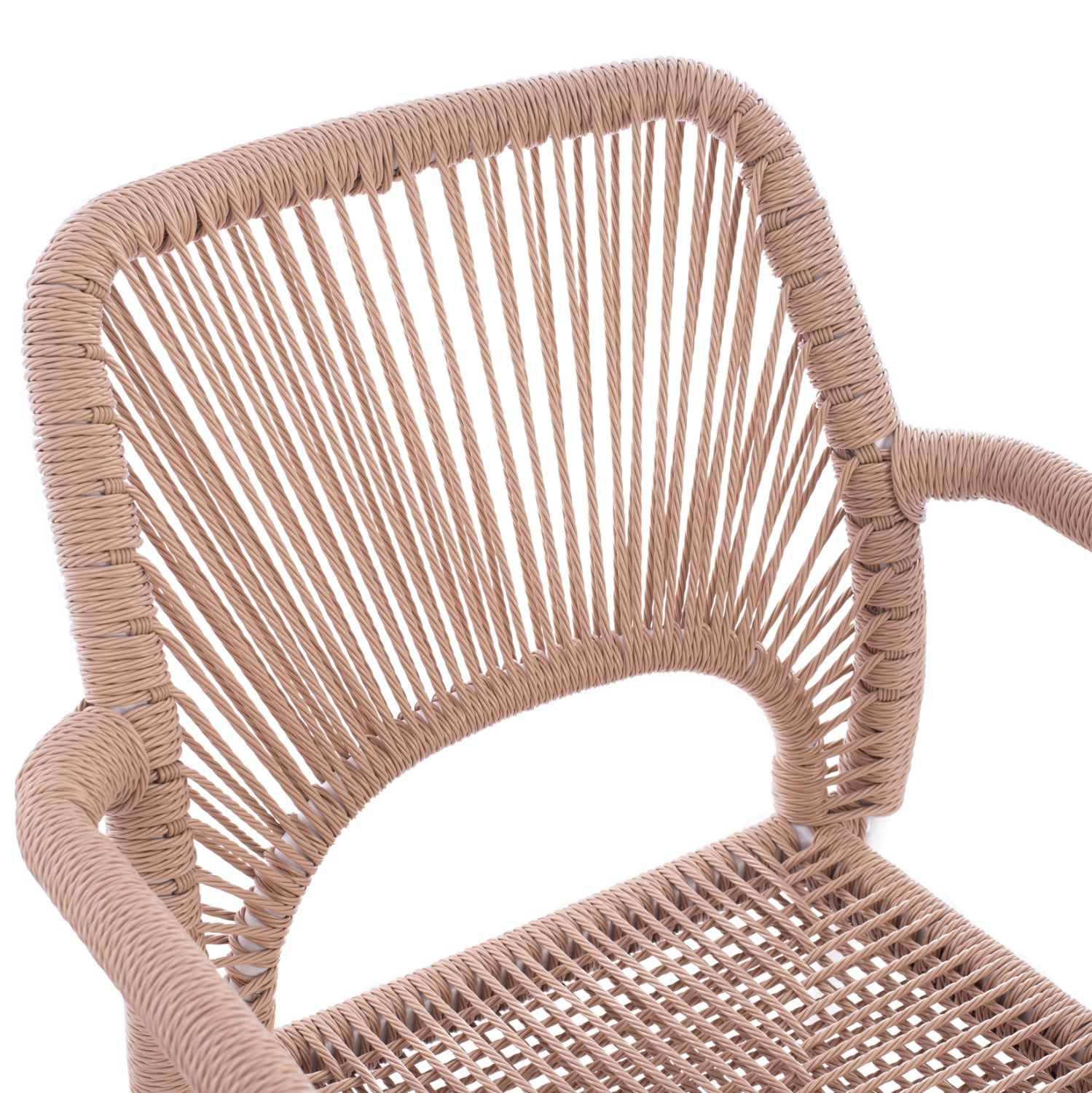 OUTDOOR DINING SET 5PCS SAHIRA HM10948.01 ALUMINUM IN WHITE--P.E.ROPE IN BEIGE