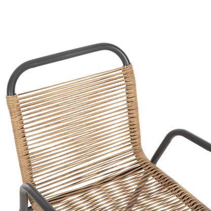 OUTDOOR DINING SET 5PCS AVRIL HM10956.02 GREY METAL--P.E.RATTAN IN NATURAL