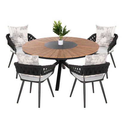 OUTDOOR DINING SET 5PCS CAMDEN HM11001.01 ALUMINUM IN ANTHRACITE--ECRU CUSHIONS