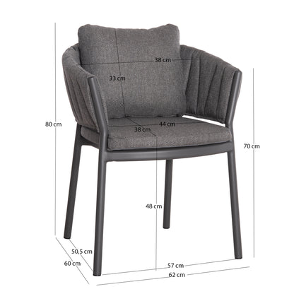 OUTDOOR DINING SET 5PCS SHANKS HM11002.01 ALUMINUM & OLEFIN CUSHION COVERS---GREY