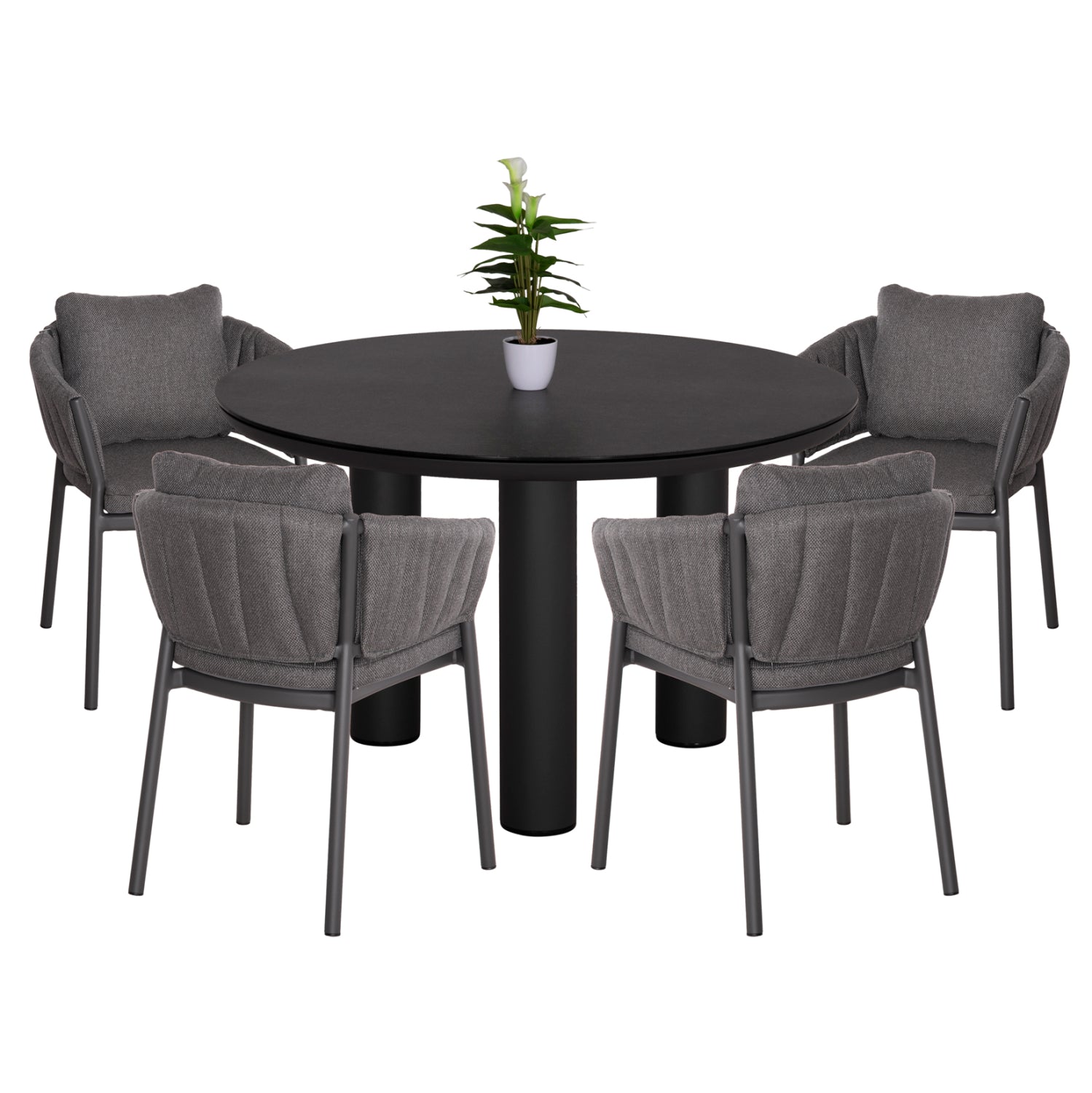 OUTDOOR DINING SET 5PCS SHANKS HM11002.01 ALUMINUM & OLEFIN CUSHION COVERS---GREY