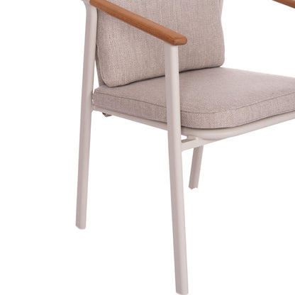 OUTDOOR DINING SET 5PCS SENTI HM11003.02 ALUMINUM CREAM WHITE--OLEFIN CUSHION COVERS BEIGE