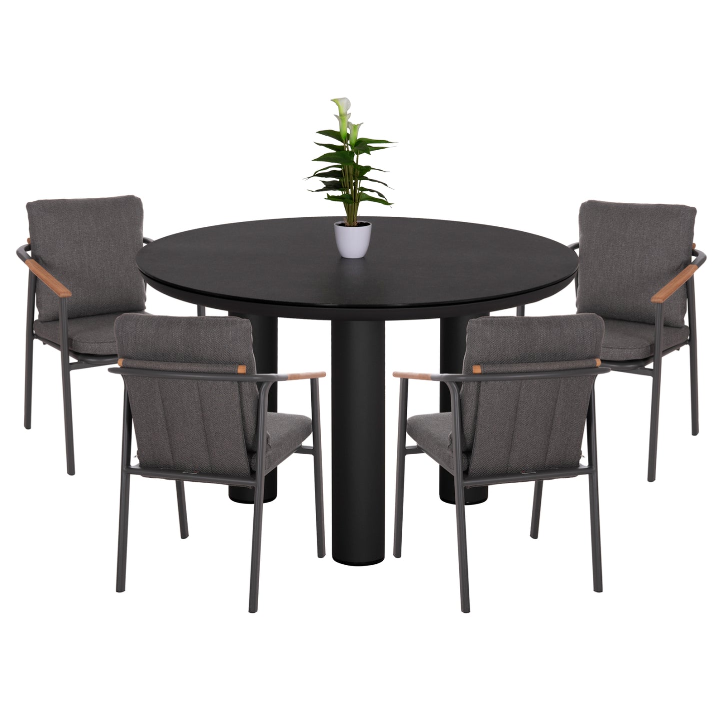 OUTDOOR DINING SET 5PCS SENTI HM11003.01 ALUMINUM & OLEFIN CUSHION COVERS---GREY