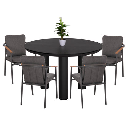 OUTDOOR DINING SET 5PCS SENTI HM11003.01 ALUMINUM & OLEFIN CUSHION COVERS---GREY