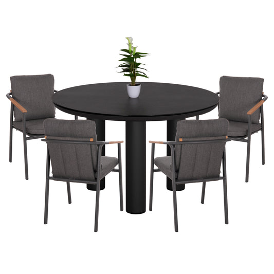 OUTDOOR DINING SET 5PCS SENTI HM11003.01 ALUMINUM & OLEFIN CUSHION COVERS---GREY