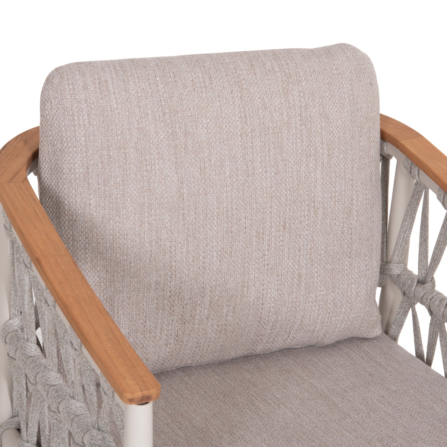 OUTDOOR DINING SET 5PCS STREAM HM11004.02 CREAM WHITE ALUM.--ROPE-OLEFIN CUSHIONS BEIGE