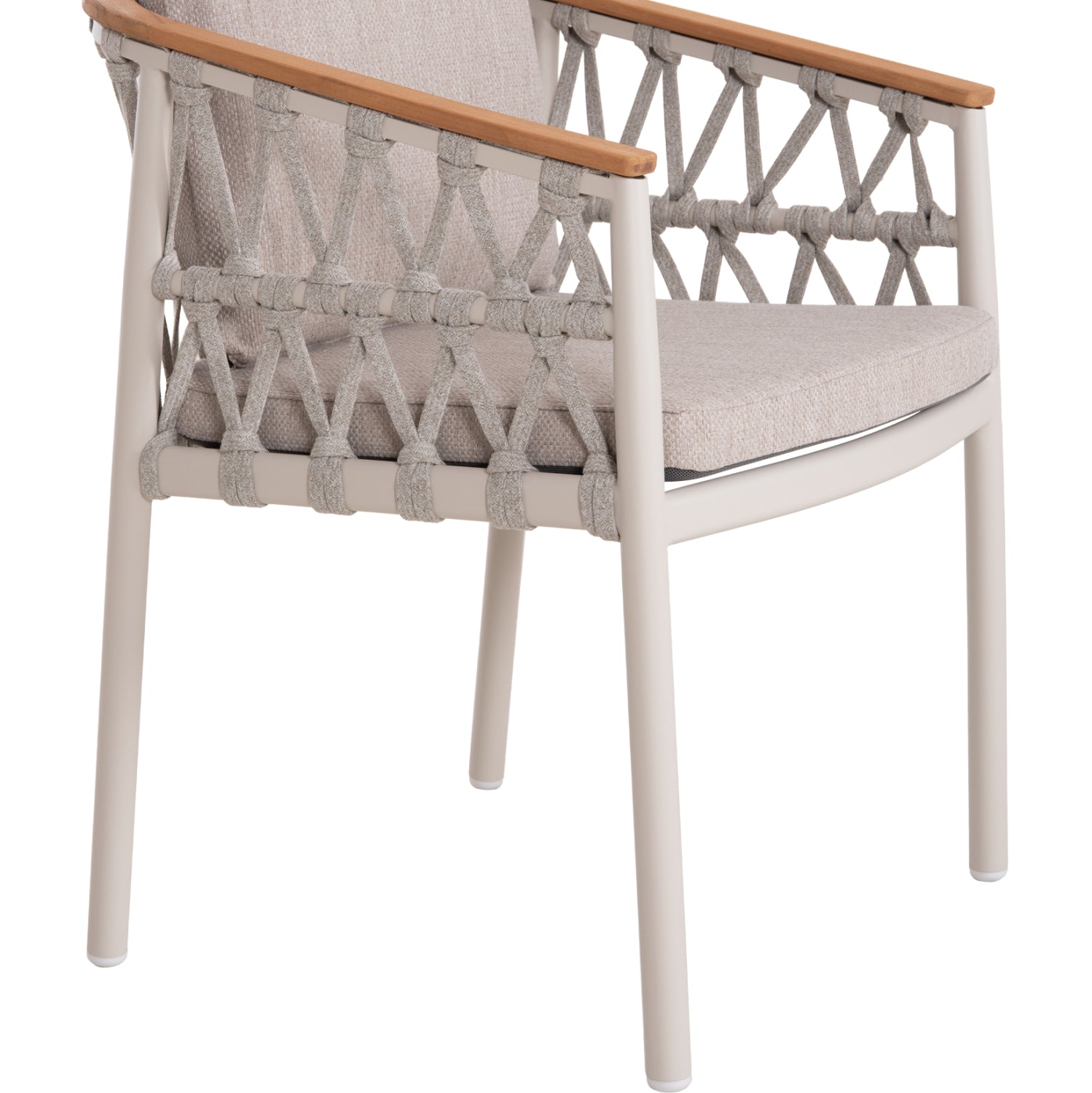 OUTDOOR DINING SET 5PCS STREAM HM11004.02 CREAM WHITE ALUM.--ROPE-OLEFIN CUSHIONS BEIGE