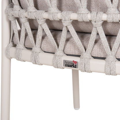 OUTDOOR DINING SET 5PCS STREAM HM11004.02 CREAM WHITE ALUM.--ROPE-OLEFIN CUSHIONS BEIGE
