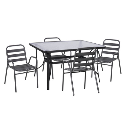 OUTDOOR DINING SET 5PCS PRELUDE HM21032 GREY METAL & ALUMINUM