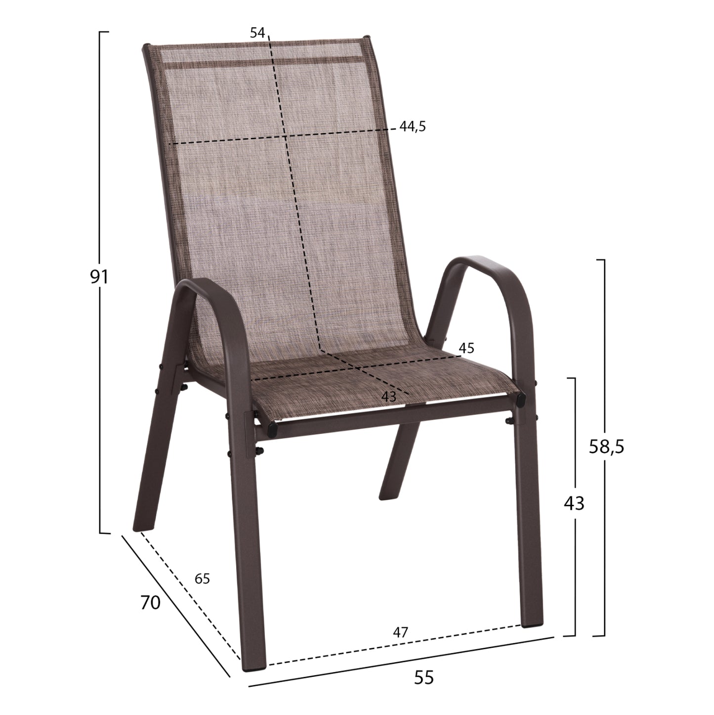 OUTDOOR DINING SET 5PCS HM5193.02--4 CHAIRS & TABLE 110x60cm--BROWN COLOR