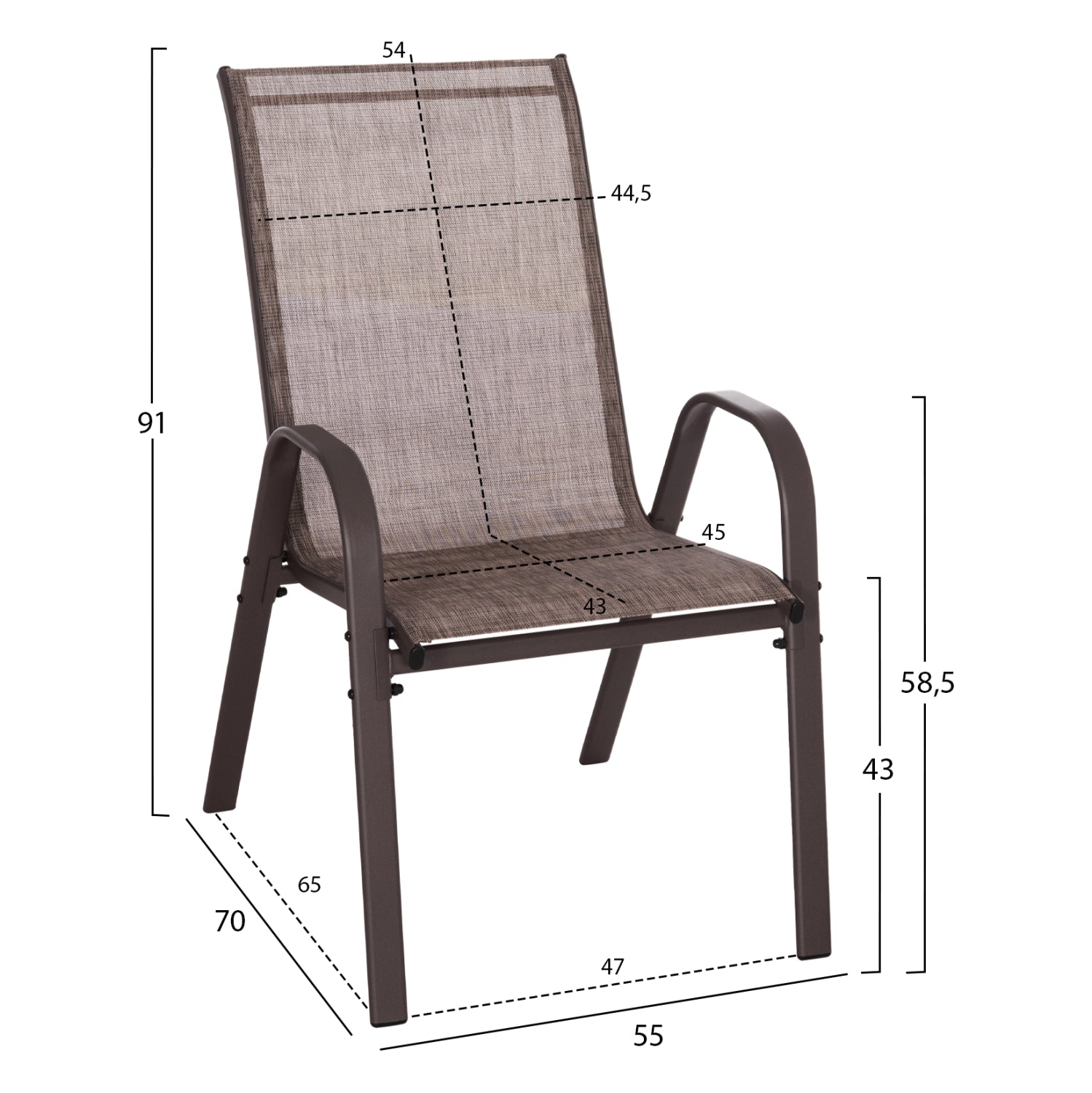 OUTDOOR DINING SET 5PCS HM5193.02--4 CHAIRS & TABLE 110x60cm--BROWN COLOR