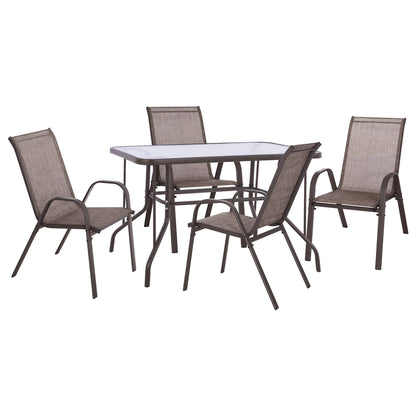 OUTDOOR DINING SET 5PCS HM5193.02--4 CHAIRS & TABLE 110x60cm--BROWN COLOR