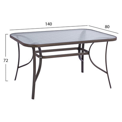 OUTDOOR DINING SET 5PCS HM5200.02 WITH 4 CHAIRS & TABLE 140X80--BROWN COLOR