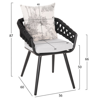 OUTDOOR DINING SET 5PCS CAMDEN HM11000.01 ALUMINUM IN ANTHRACITE--ECRU CUSHIONS