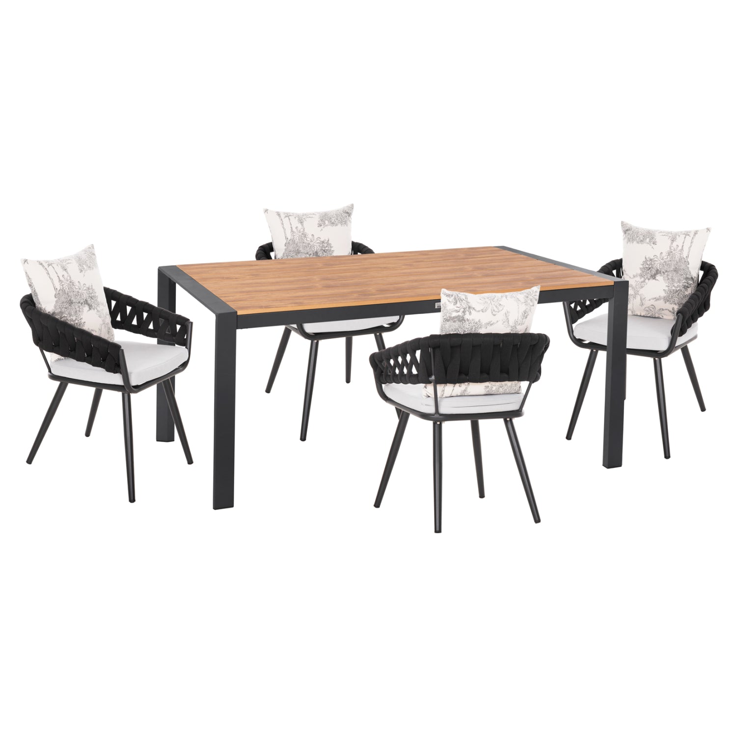 OUTDOOR DINING SET 5PCS CAMDEN HM11000.01 ALUMINUM IN ANTHRACITE--ECRU CUSHIONS