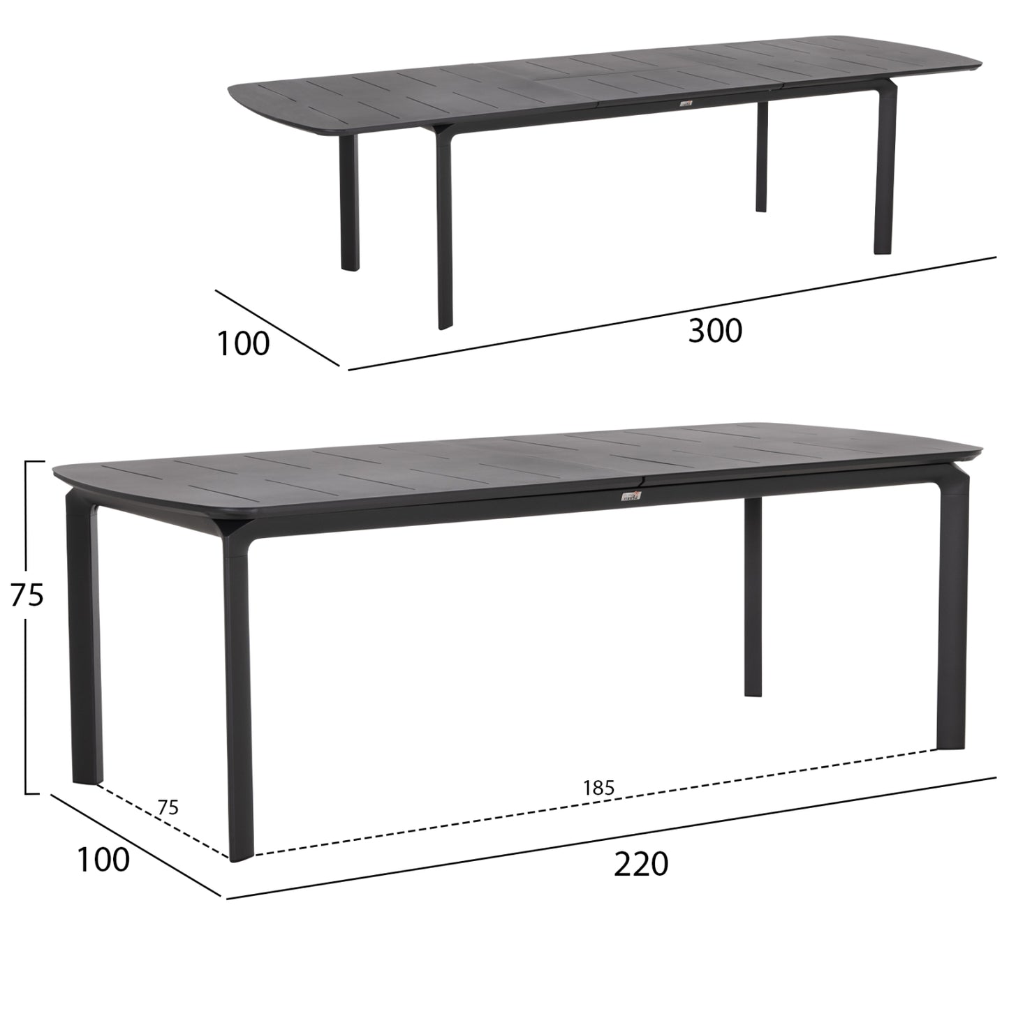 OUTDOOR 6-SEAT DINING SET ELARA HM10726.01 GREY ALUMINUM-EXTENDABLE DINING TABLE