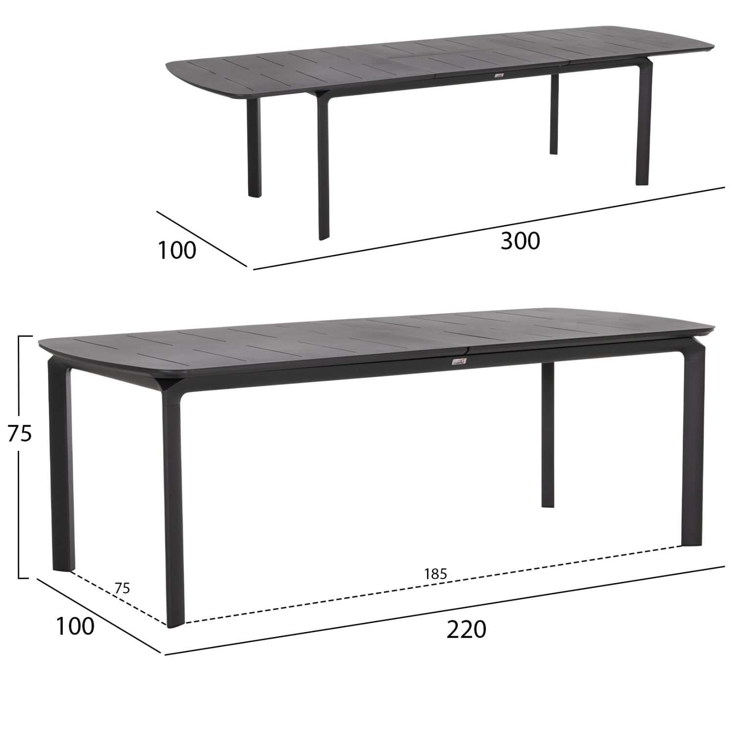OUTDOOR 6-SEAT DINING SET ELARA HM10726.01 GREY ALUMINUM-EXTENDABLE DINING TABLE