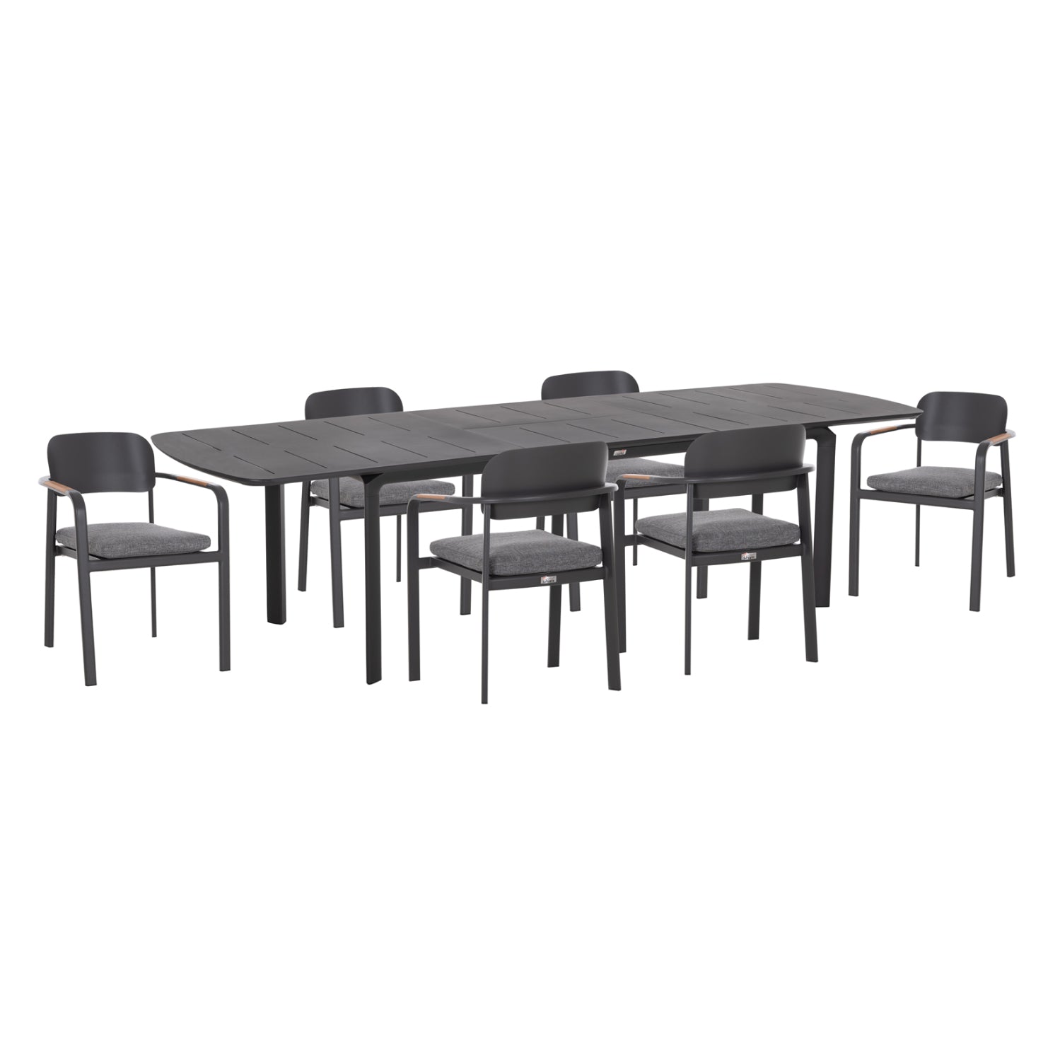 OUTDOOR 6-SEAT DINING SET ELARA HM10726.01 GREY ALUMINUM-EXTENDABLE DINING TABLE