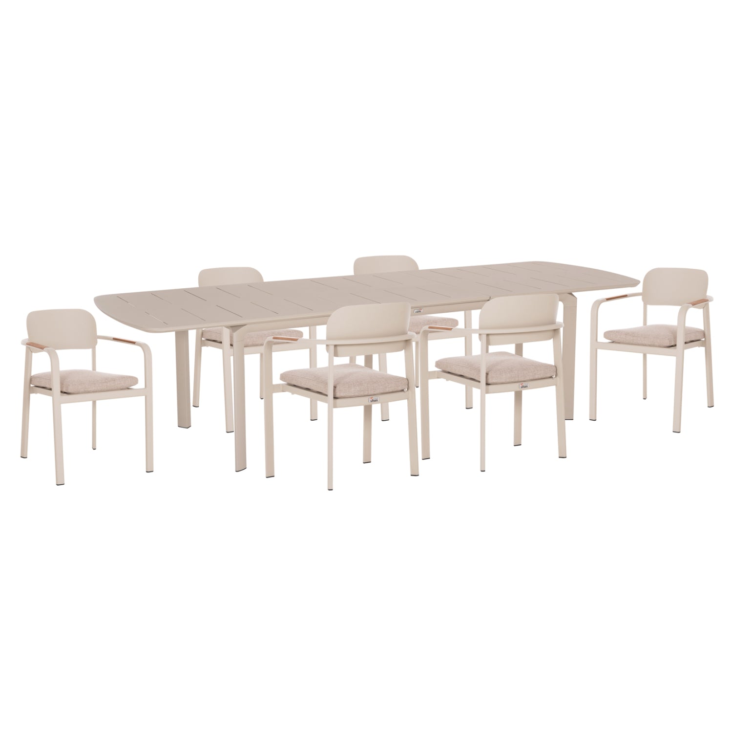 OUTDOOR 6-SEAT DINING SET ELARA HM10726.05 BEIGE ALUMINUM-EXTENDABLE DINING TABLE