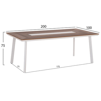 OUTDOOR DINING SET 7PCS ELARA HM10827.02 ALUMINUM IN WHITE--POLYWOOD