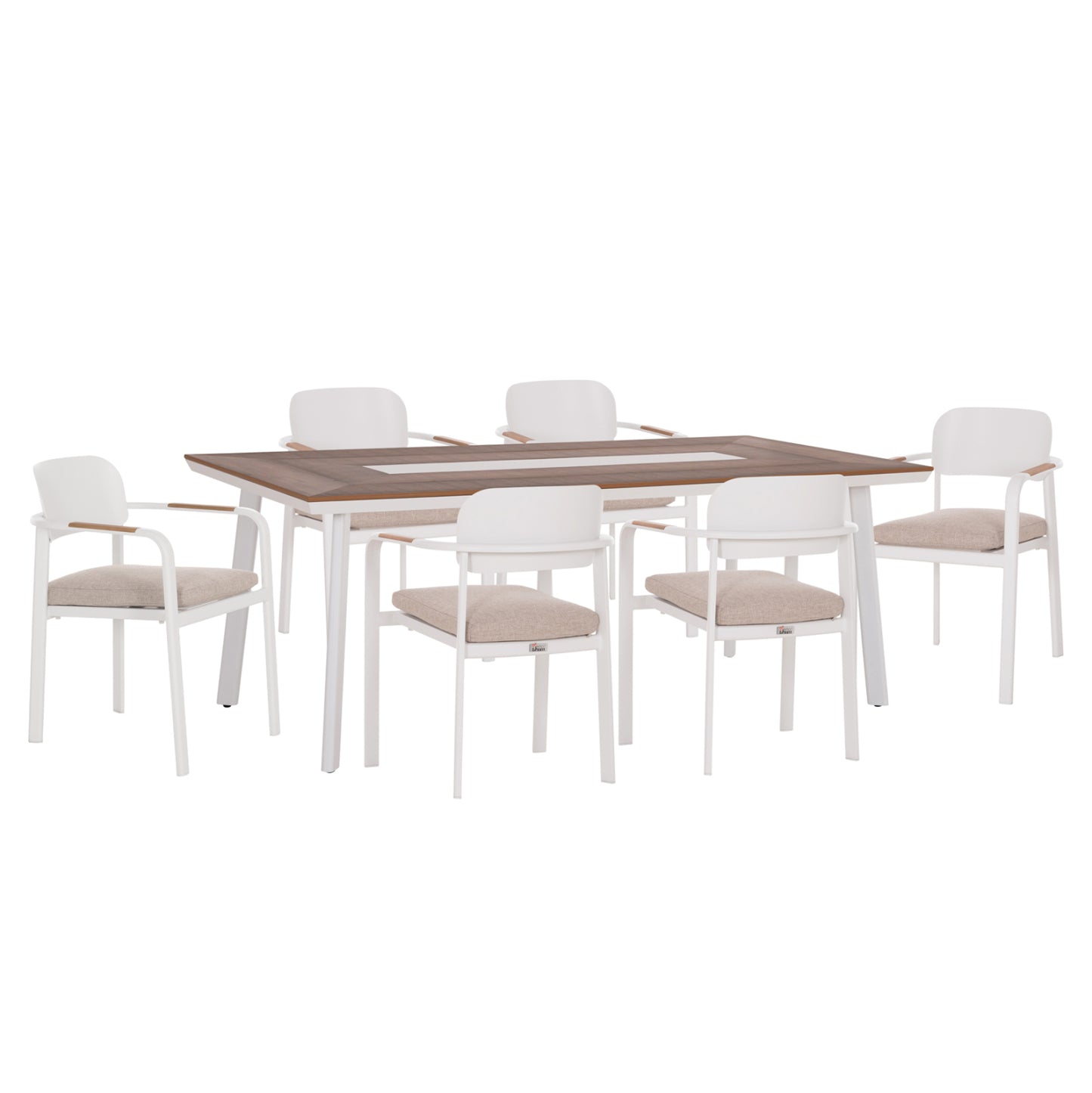 OUTDOOR DINING SET 7PCS ELARA HM10827.02 ALUMINUM IN WHITE--POLYWOOD