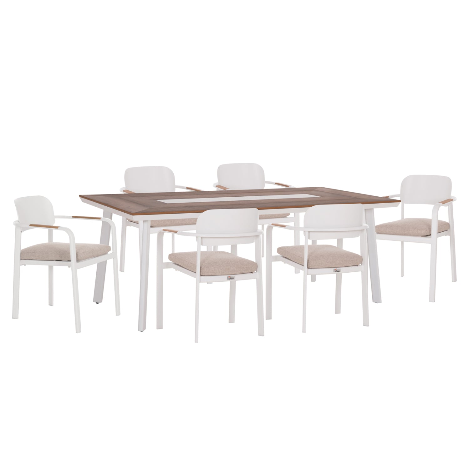 OUTDOOR DINING SET 7PCS ELARA HM10827.02 ALUMINUM IN WHITE--POLYWOOD